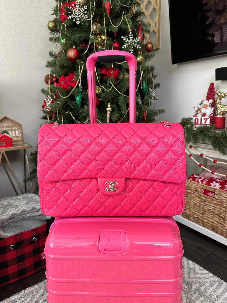 Chanel Caviar Quilted XXL Travel Flap Bag Dark Pink DAC