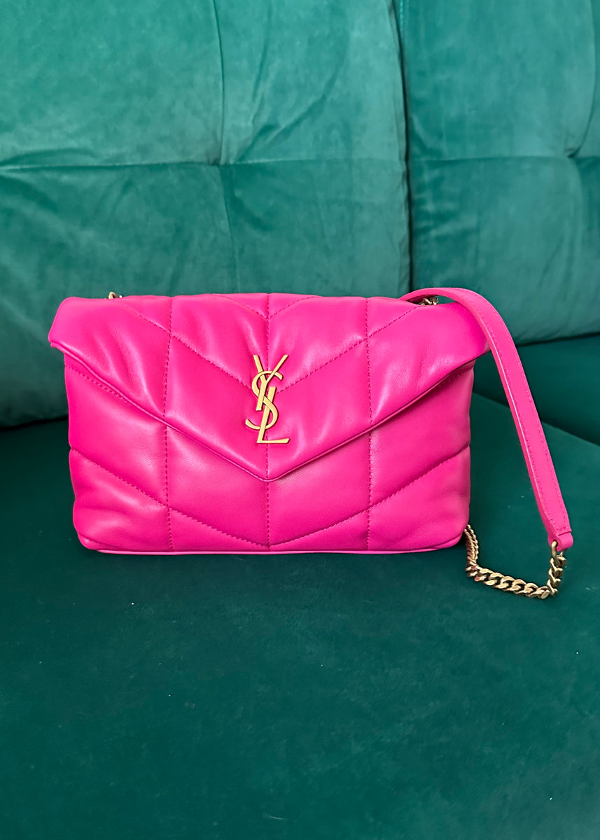 Yves Saint Laurent ピンク ポンチョ Saint Laurent Paris (YSL) Leather Pointed Toe Fuchsia/Pink Pumps