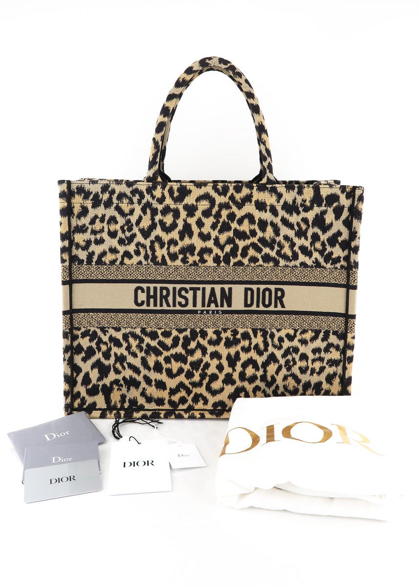 Christian Dior Mini Book Tote Leopard Mizza Embroidered Canvas