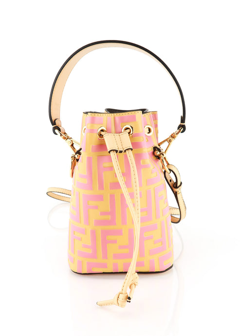 Fendi F is Fendi FF Embossed Mini Mon Tresor Bucket Bag Pink