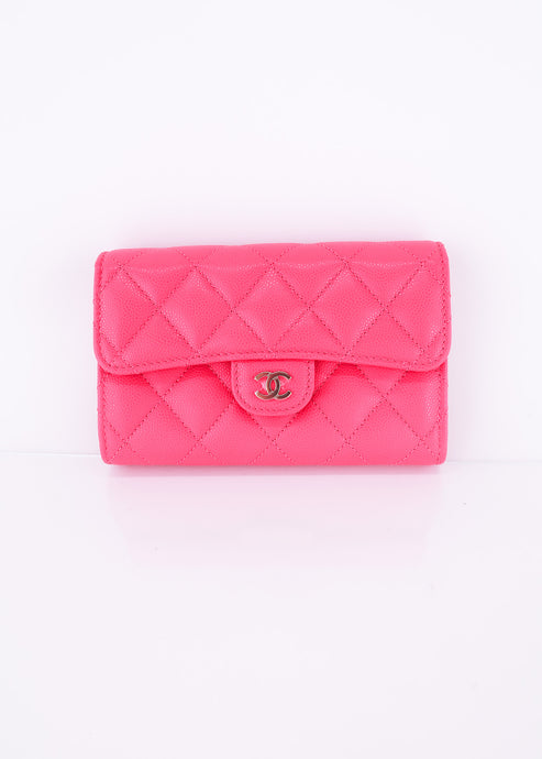 Chanel Caviar Trifold Wallet Pink