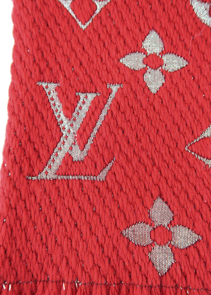 Louis Vuitton Red Wool Logomania Shine Scarf Louis Vuitton
