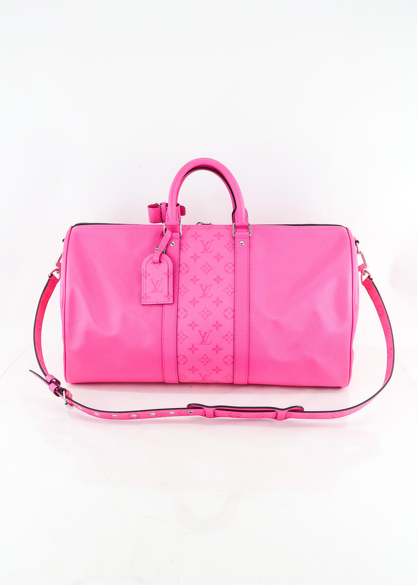 Louis Vuitton Monogram Mesh Keepall Bandoulière 50 - Pink Luggage