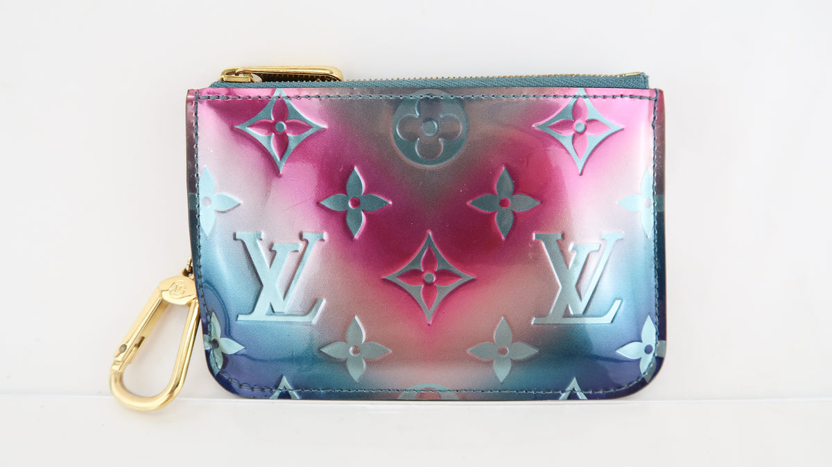 Louis Vuitton Key Pouch Monogram Vernis Metallic Blue/Pink in