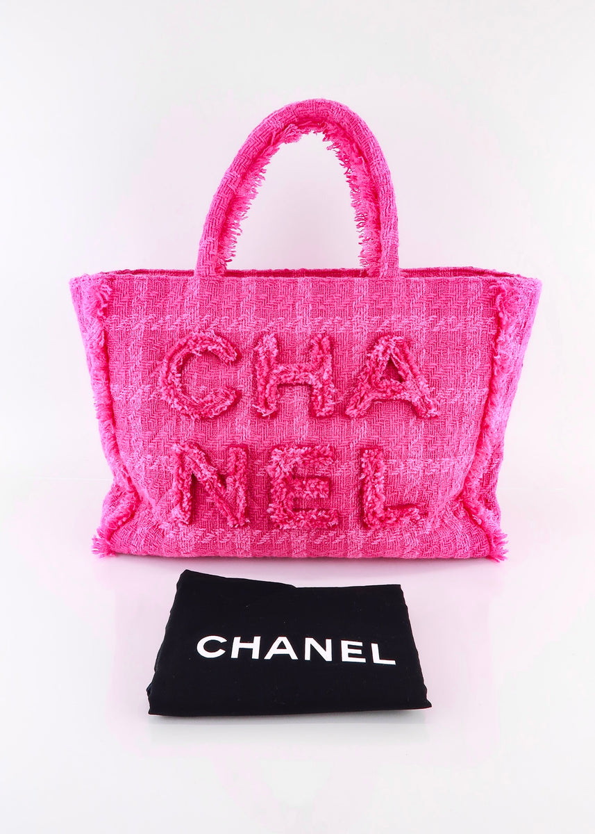 CHANEL Wool Tweed Large Zipped Shopping Tote Pink 1269796