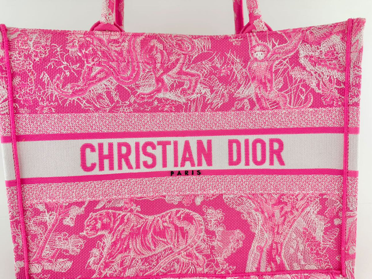 HOT Dior Book Tote Pink Oblique Dior Medium Book Tote Neon