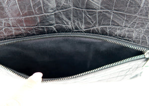 Saint Laurent West Hollywood Croc Shoulder Bag Black