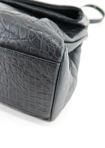 Saint Laurent West Hollywood Croc Shoulder Bag Black