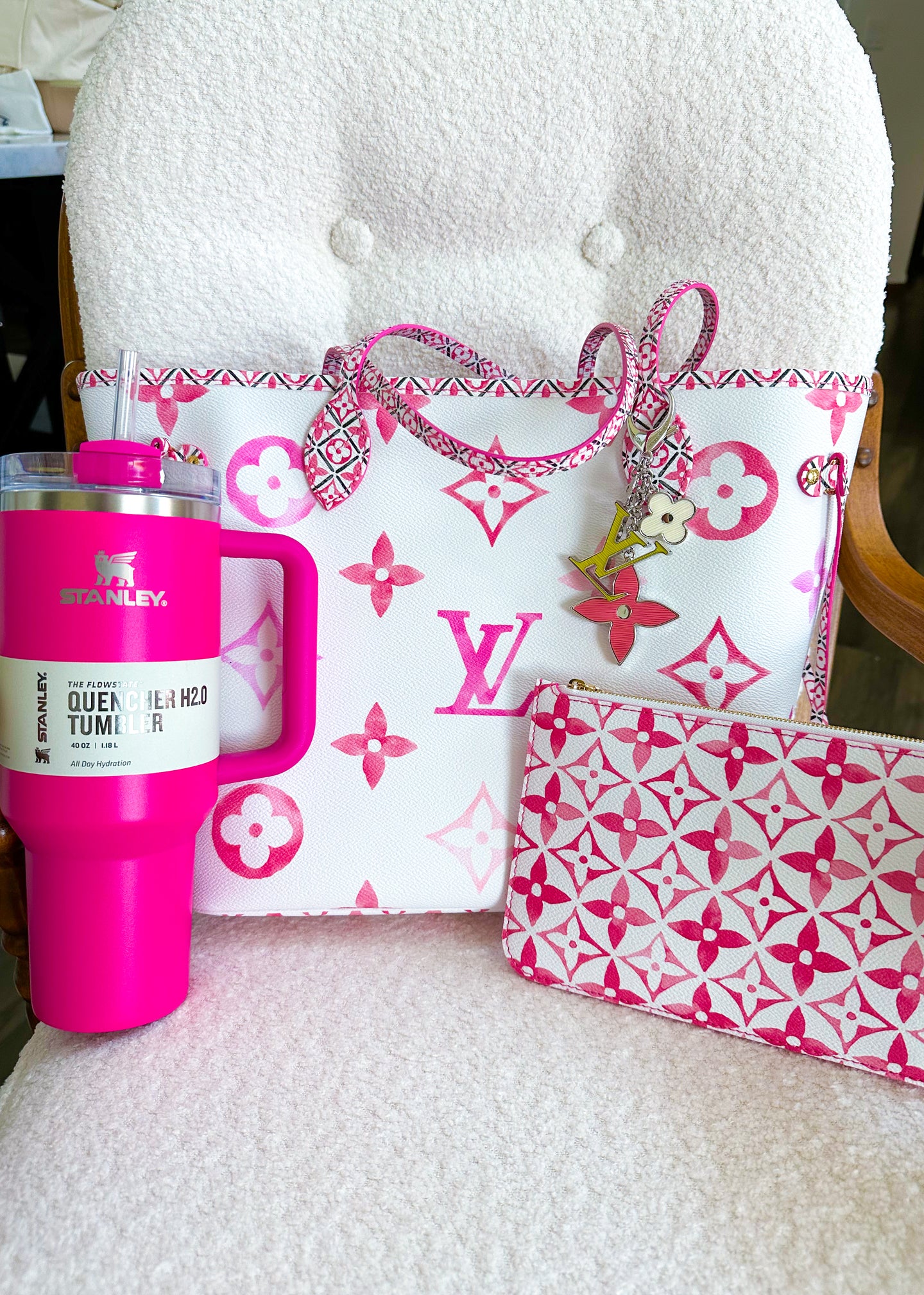 Louis Vuitton By The Pool Neverfull MM Pink *FULL SET*