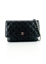 Load image into Gallery viewer, Chanel Caviar Wallet on Chain Black Silver