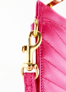 Saint Laurent Classic Monogram Matelasse Leather Wristlet Large Pink
