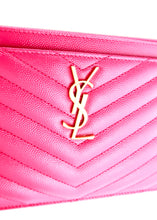 Load image into Gallery viewer, Saint Laurent Classic Monogram Matelasse Leather Wristlet Large Pink