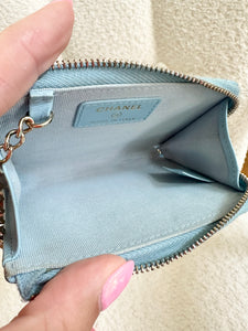 Chanel Caviar Zipped Key Pouch Blue