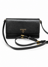 Load image into Gallery viewer, Prada Saffiano Wallet on a Chain Black