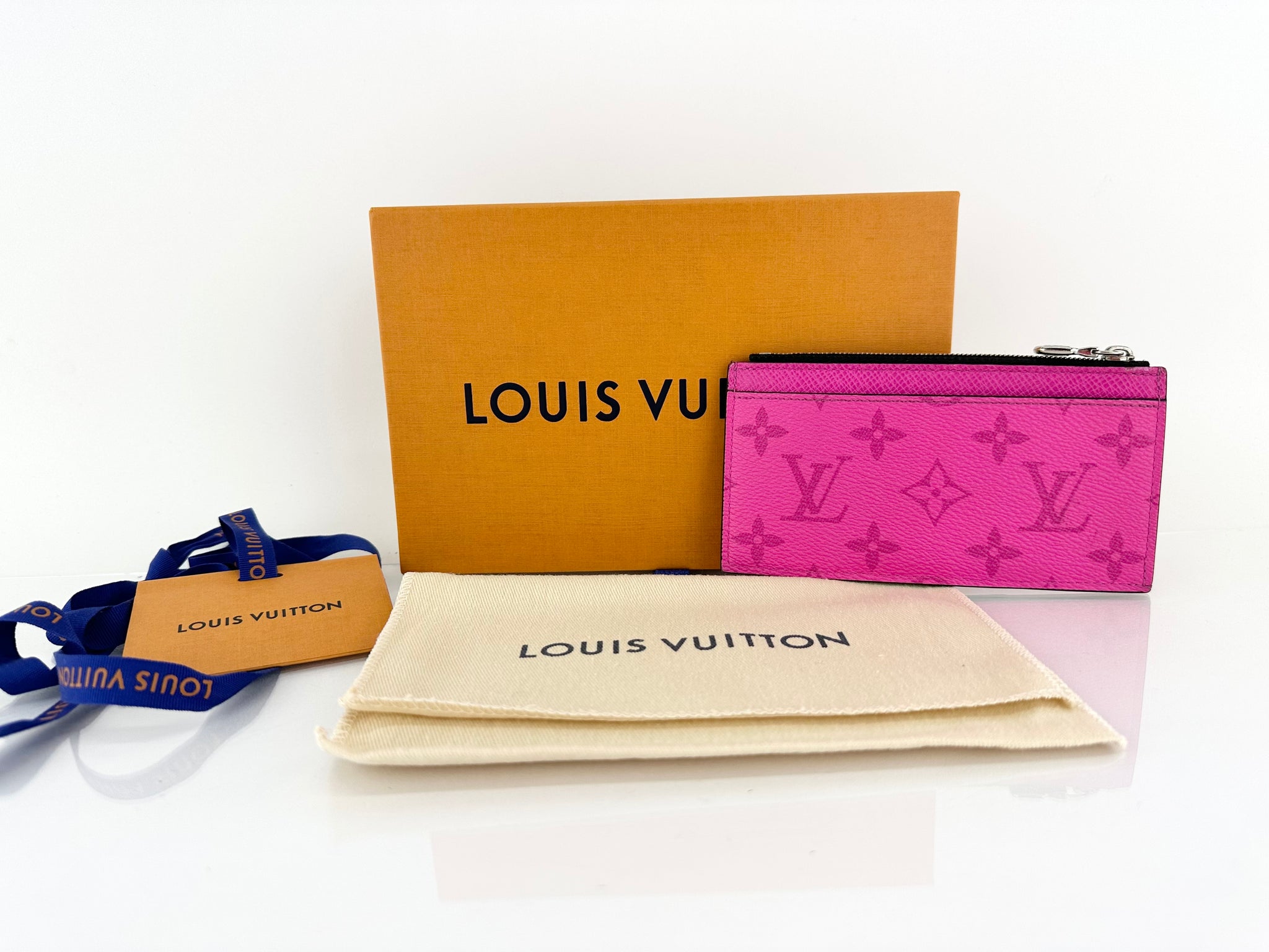 Louis Vuitton Coin Card Holder in Fuschia Pink Taigarama Monogram - SOLD