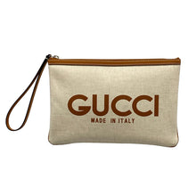 Load image into Gallery viewer, Gucci Canvas Leather Clutch Tan