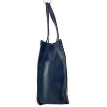 Load image into Gallery viewer, Gucci Horsebit Canvas Leather Tote Navy
