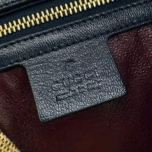 Load image into Gallery viewer, Gucci Horsebit Canvas Leather Tote Navy