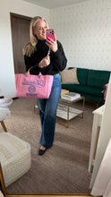 Load image into Gallery viewer, Chanel Canvas Calfskin Striped Large Deauville Tote Pink Blue
