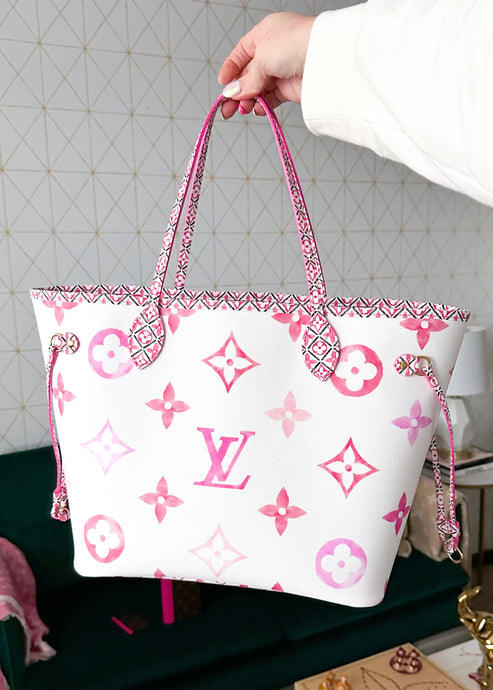 Louis Vuitton Neverfull MM By the Pool Pink Full Set