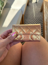 Load image into Gallery viewer, Chanel Lambskin Metallic Flap Card Holder Gold