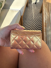 Load image into Gallery viewer, Chanel Lambskin Metallic Flap Card Holder Gold