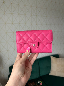 Chanel Caviar Trifold Wallet Pink