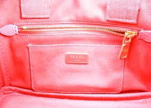 Prada Canapa Mini Canvas Tote Red