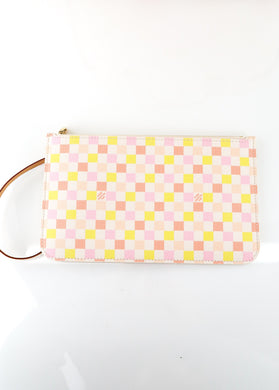 Louis Vuitton Damier Neverfull Pochette Pink Yellow