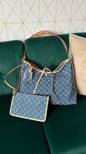 Louis Vuitton Monogram Denim CarryAll MM Blue