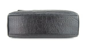 Saint Laurent West Hollywood Croc Shoulder Bag Black