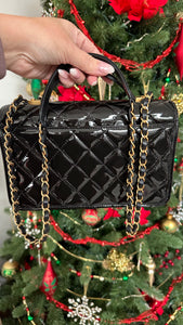 Chanel Quilted Patent Leather School Memory Black