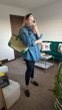 Load image into Gallery viewer, Gucci Ophidia Medium Calfskin Raffia Shopping Tote Emerald Green