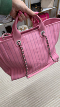 Load image into Gallery viewer, Chanel Canvas Calfskin Striped Large Deauville Tote Pink Blue