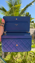 Load image into Gallery viewer, Chanel Lambskin Wallet on a Chain Royal Blue
