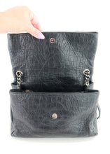 Load image into Gallery viewer, Saint Laurent West Hollywood Croc Shoulder Bag Black
