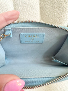 Chanel Caviar Zipped Key Pouch Blue