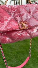 Load image into Gallery viewer, Chanel Sequin Quilted Medium Chanel 19 Flap Coral Pink