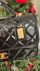 Chanel Quilted Patent Leather School Memory Black