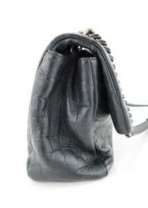 Saint Laurent West Hollywood Croc Shoulder Bag Black