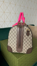 Load image into Gallery viewer, Gucci Supreme Canvas Savoy Medium Duffle Pink