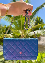 Load image into Gallery viewer, Chanel Lambskin Wallet on a Chain Royal Blue