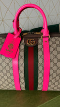 Load image into Gallery viewer, Gucci Supreme Canvas Savoy Medium Duffle Pink