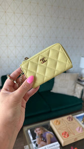 Chanel Caviar Zipped Key Pouch Yellow