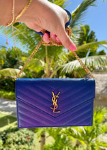 Load image into Gallery viewer, Saint Laurent Cassandra Wallet on Chain Royal Blue