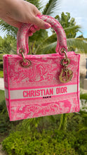 Load image into Gallery viewer, Dior Embroidered Medium Lady Dior Pink