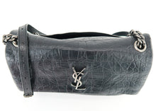 Load image into Gallery viewer, Saint Laurent West Hollywood Croc Shoulder Bag Black