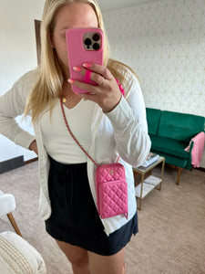 Chanel Caviar Phone Crossbody Pink