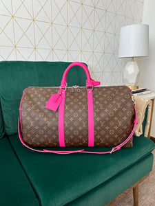 Louis Vuitton Colormania Monogram Keepall 50 Bandouliere Pink