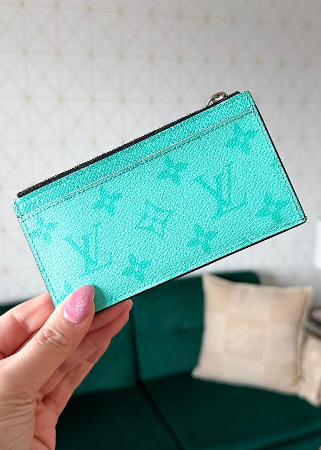 Louis Vuitton Taigarama Card Coin Turquoise